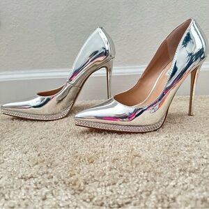Silver Shiny Party Heels Steve Madden
